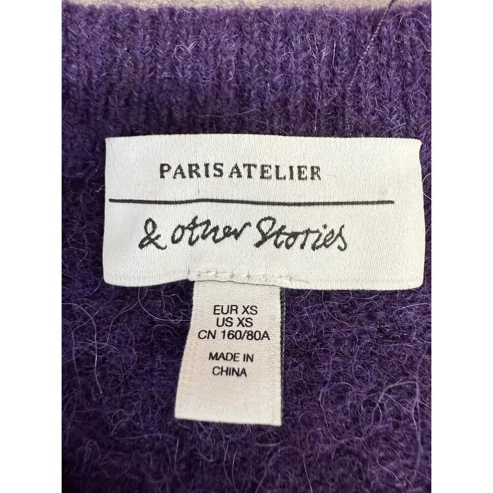 & Other Stories Purple Wool Alpaca Blend Crewneck Sweater XS